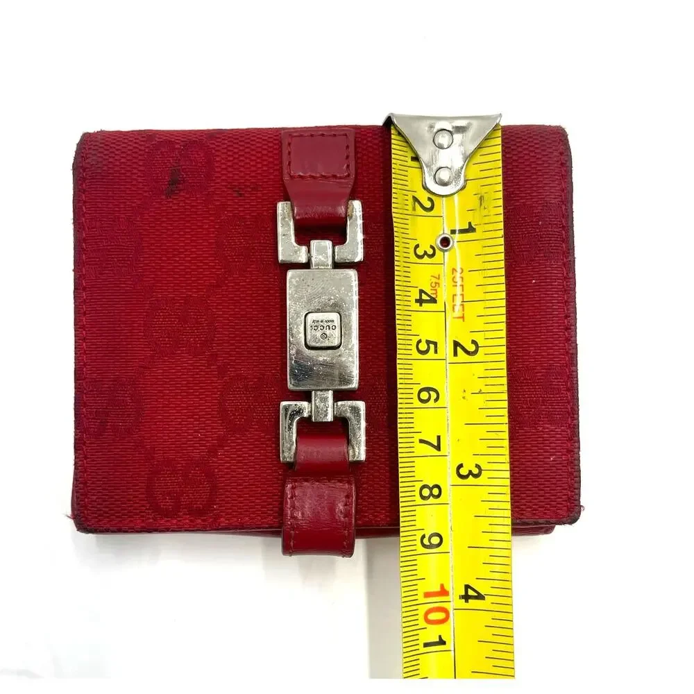 Authentic Gucci Jackie GG Canvas/Leather Compact Wallet Red Silver Closure w/COA - Picture 14 of 15